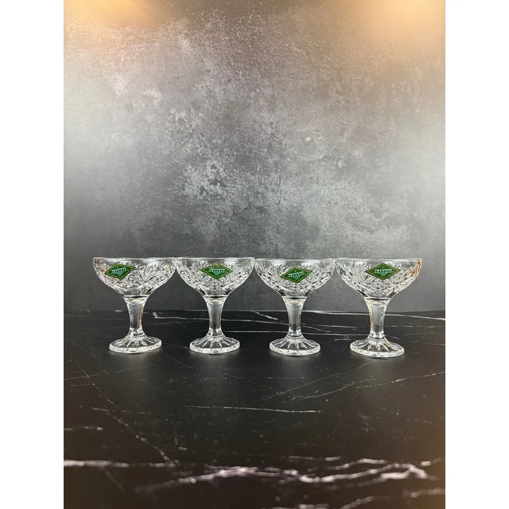 VTG Set of 4 Shannon Crystal Ireland Champagne Coupes‎ EUC!
